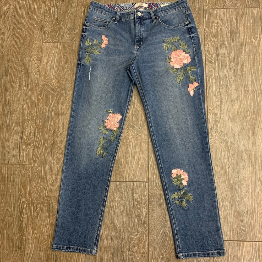 Vintage America Blues denim w/floral embroidery 10